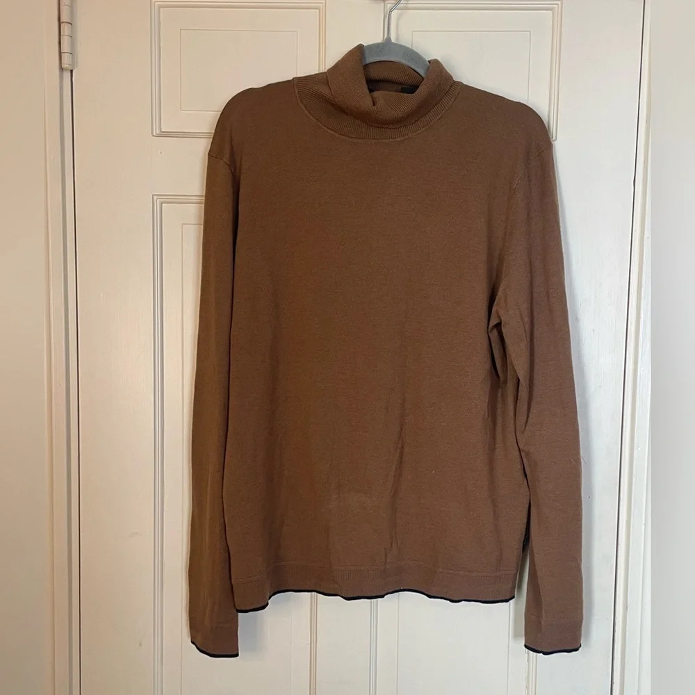 Ted Baker Mens Brown Newtrik Turtleneck Sweater Wool Blend Ribbed Cuffs & Hem 6